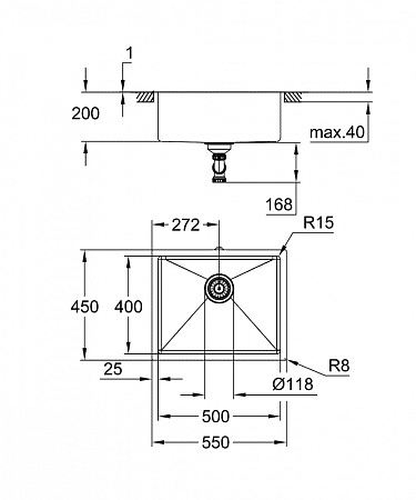 Мойка кухонная Grohe K700 31574SD1 нержавеющая сталь