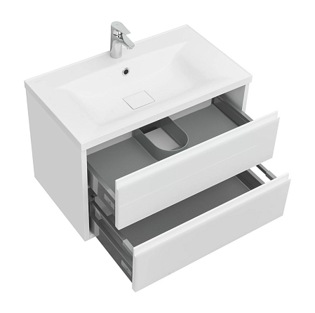 Тумба с раковиной Aquaton Римини 1A226701RN010 80 раковина Айрис М, белый глянцевый