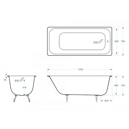 Чугунная ванна Delice Aurora DLR230605 170х70