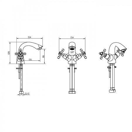 Смеситель Boheme Satine 291-ST для раковины, золото