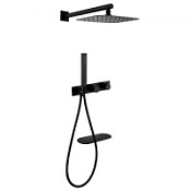 Душевая система ABBER Rund AF8750B скрытого монтажа с изливом, термостат, черный матовый