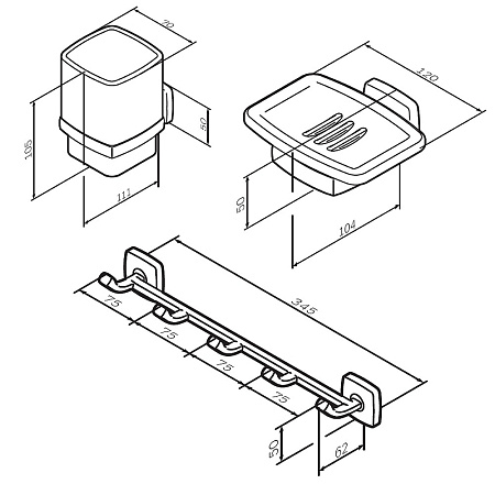 Набор аксессуаров для ванной Am.Pm GEM AK90B1603W хром