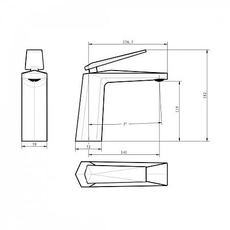 Смеситель Boheme Venturo 371-B для раковины, черный/хром