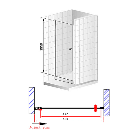 Душевая дверь в нишу Cezares Elena ELENA-B-1-60-C-Cr  прозрачное стекло