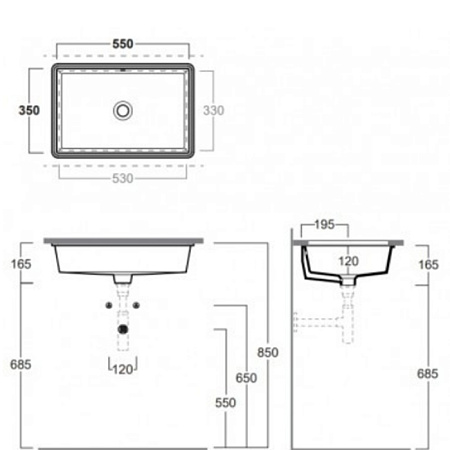Раковина встраиваемая сверху Simas Top E Lavabi D'Arredo S 60 bia 55x35x16,5 без отверстия под смеси