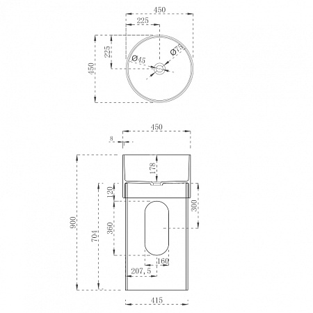 Раковина отдельностоящая прозрачная ABBER Kristall AT2701Aquamarin-H бирюзовый