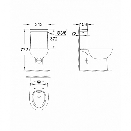 Бачок для унитаза Grohe Bau Ceramic 39437000 подводка сбоку
