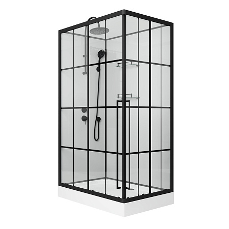 Душевая кабина Niagara Standart ST100/80/15QL/KL/BKT 100x80x225 черный матовый/прозрачный клетка
