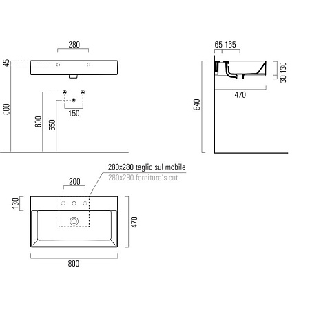 Раковина GSI Kube X 9422011 80 белый