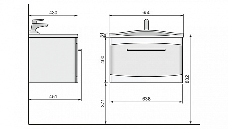 Тумба с раковиной Velvex Iva 65 белая