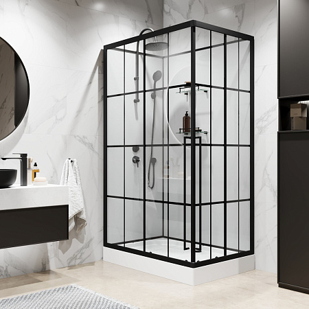 Душевая кабина Niagara Standart ST100/80/15QL/KL/BKT 100x80x225 черный матовый/прозрачный клетка