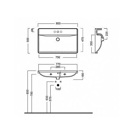 Раковина Hatria Canalgrande Y1EK01 80
