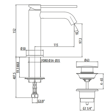 Смеситель Gattoni Circle Two 9142/91NO для раковины, черный матовый