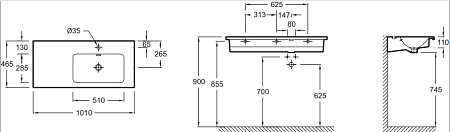 Раковина Jacob Delafon Vox EXAD112-Z-00 100х46 R белая