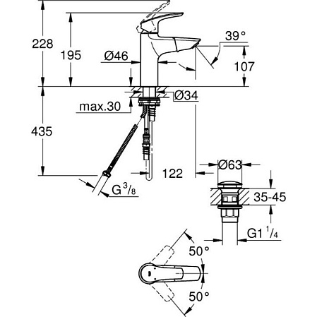 Смеситель Grohe Eurosmart 23976003 для раковины хром