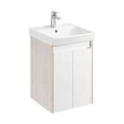Тумба под раковину Aquaton Сканди 1A278701SDB20 45 с дверками, белый/дуб верона