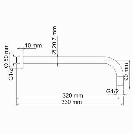 Кронштейн для верхнего душа WasserKRAFT A097 для душа, настенный