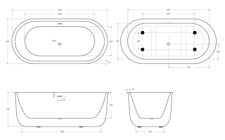 Акриловая ванна BelBagno BB709-1700-780 170.5x78 белый