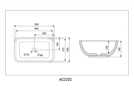 Раковина накладная ABBER Rechteck AC2202MG серый матовый