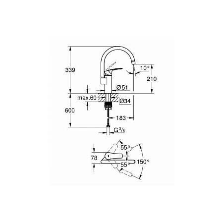 Смеситель Grohe Eurosmart 33202003 для кухонной мойки