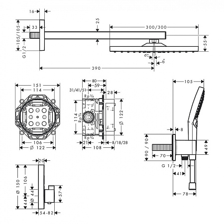 Душевой комплект Hansgrohe Raindance Е 27952000 хром