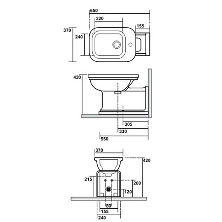 Биде напольное Kerasan Waldorf Prolongato 65