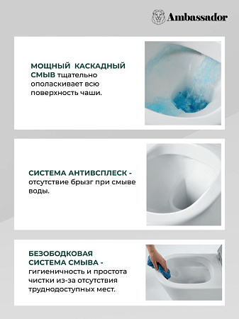 Унитаз подвесной Ambassador Royal 263K19002RS безободковый, белый