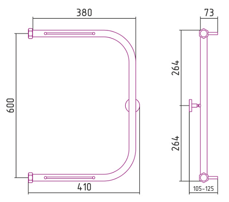 Полотенцесушитель водяной Сунержа П-образный 2П 00-0004-6040 60x40 хром