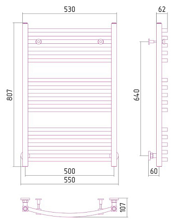Полотенцесушитель водяной Сунержа Аркус 800х500 хром
