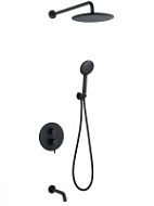 Душевая система ABBER Wasser Kreis AF8117B скрытого монтажа с изливом, черная матовая
