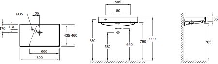 Раковина Jacob Delafon Rythmik EXO112-00 80 см