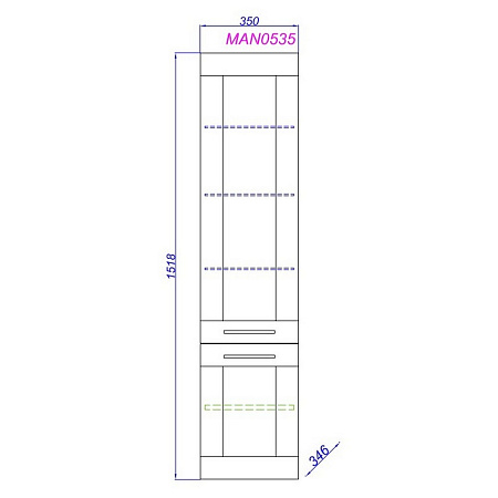 Шкаф-пенал Aqwella Манчестер MAN0535 35 подвесной белый