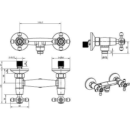 Смеситель Boheme Royal 314-Royal для душа, бронза