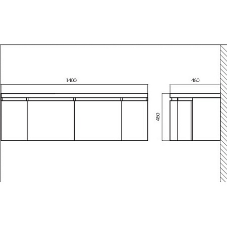 Тумба для комплекта BelBagno Prospero BB1400DC/BL 140 bianco lucido