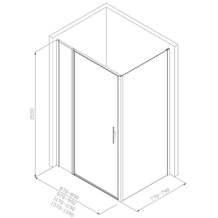 Душевой уголок Allen Brau Priority 3.31002.BA + 3.31014.BA 90x80 серебро браш