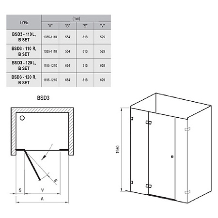 Душевая дверь Ravak Brilliant BSD3-110 L 0ULD0A00Z1 Transparent, хром