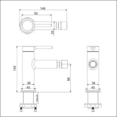Смеситель для биде Excellent Pi AREX.1203BL черный матовый