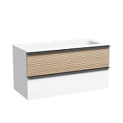 Тумба с раковиной Sancos Delta DL100W дуб светлый/белый