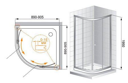 Душевой уголок Cezares Family FAMILY-D-R-2-90-C-Cr