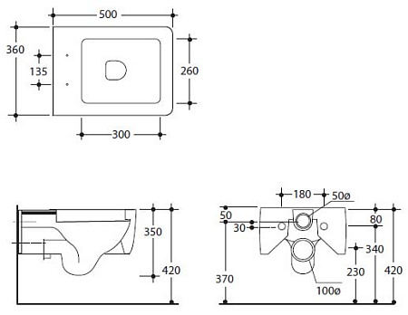 Чаша для унитаза подвесного Kerasan Ego 321501 белый