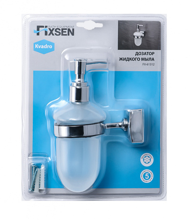 Дозатор для жидкого мыла Fixsen Kvadro FX-61312 хром
