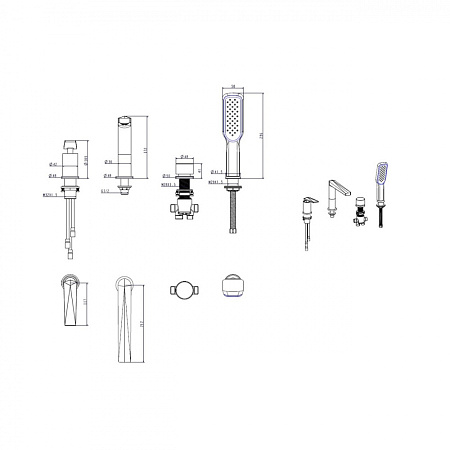 Смеситель Boheme Venturo 370 на борт ванны, хром
