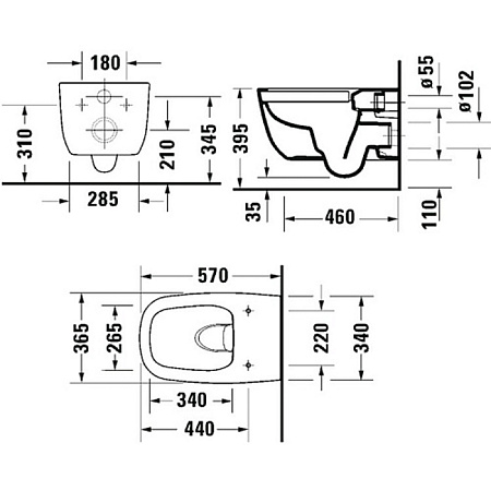 Чаша для унитаза подвесного Duravit Aurena 259809AA00 белый