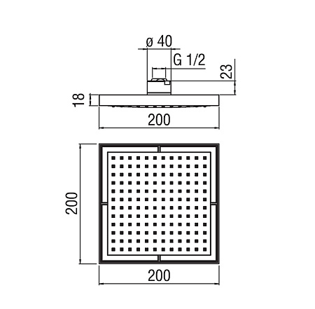 Верхний душ Nobili Cube AD139/17CBM 20х20 черный матовый