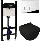 Комплект 4в1 инсталляции с WC и клавишей Valsir KIT VSCR 7317NEMT Slim P3 черный матовый/хром