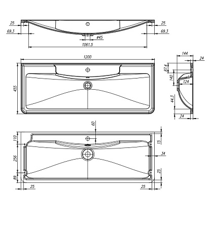 Раковина BelBagno BB1200/455-LV-MR-ALR 120х45 белый