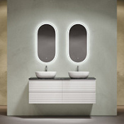 Мебель для ванной со столешницей Sancos Folk 140 FL70W+TT140A1X Bianco/Black Sky