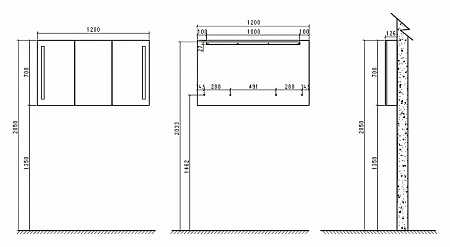 Шкаф-зеркало BelBagno SPC-3A-SL-BL-1200