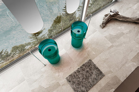 Раковина отдельностоящая прозрачная ABBER Kristall AT2701Aquamarin-H бирюзовый