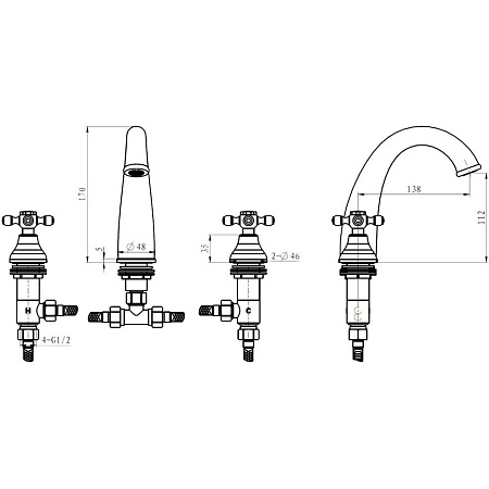 Смеситель Boheme Royal 317-Royal для раковины, бронза
